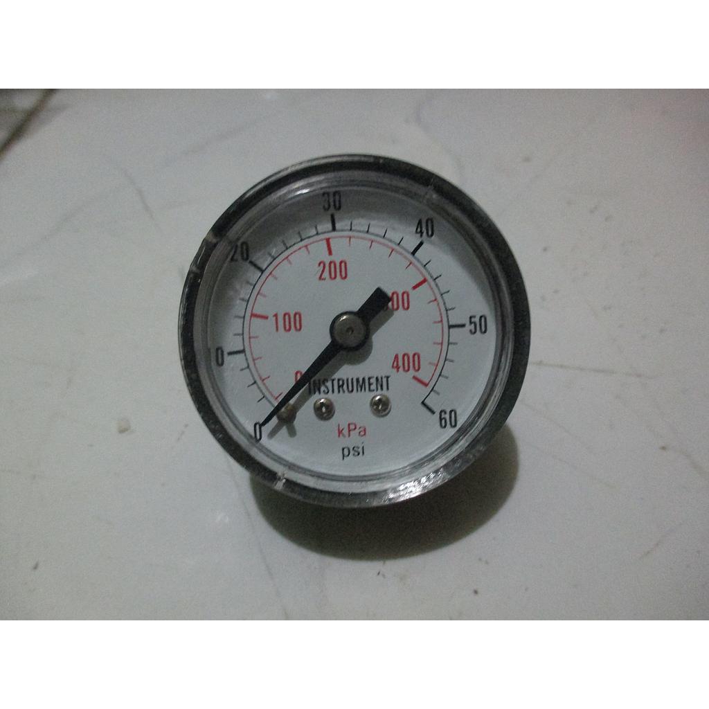Pressure Gauge 60psi, 1/8 NPT, Dial 1-1/2&quot;, Case SST Hitam, Instrument