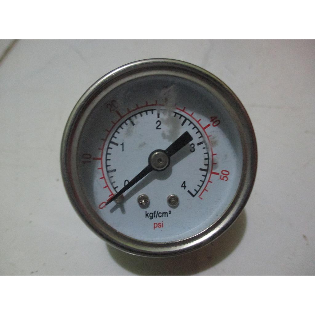 Pressure Gauge 4kgf/cm2 (50psi), 1/8 NPT, Dial 1-1/2&quot;, Case SST Silver