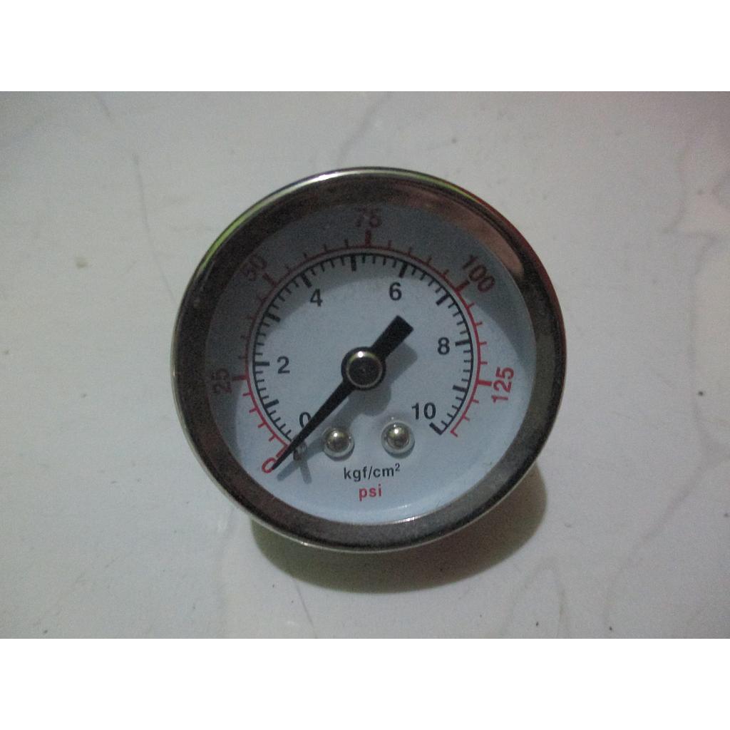 Pressure Gauge 10kgf/cm2 (125psi), 1/8 NPT, Dial 1-1/2&quot;, Case SST Silver