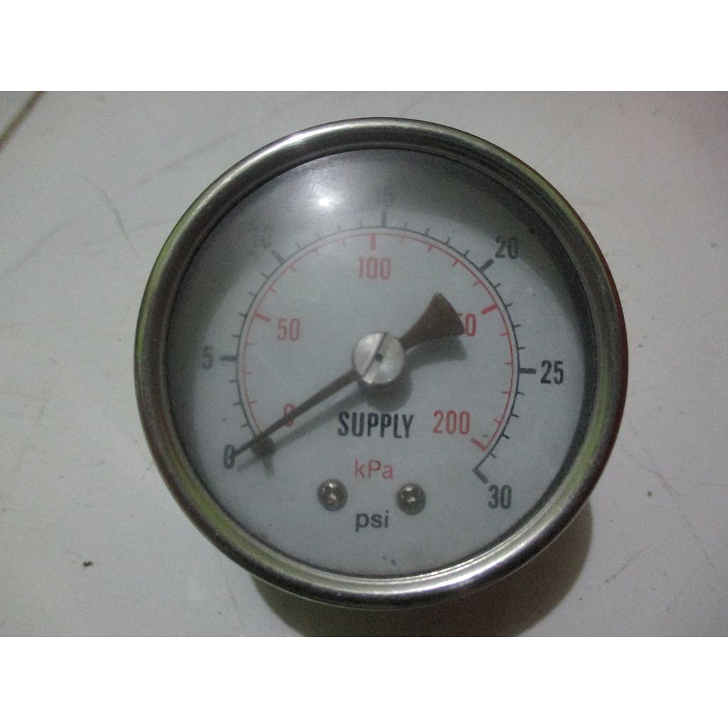 Pressure Gauge 30psi,1/8 NPT, Dial 2&quot;, Case SST Silver, Supply