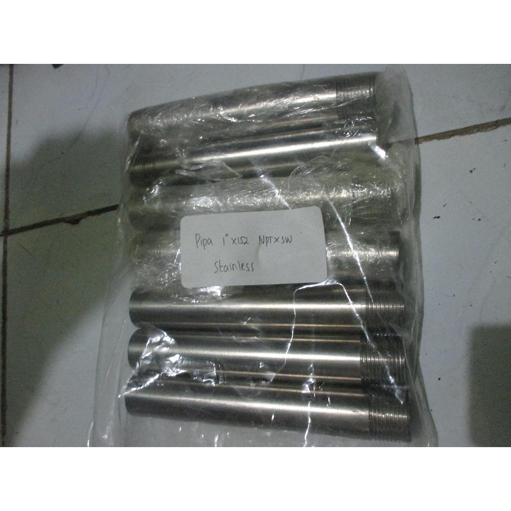 Double Nepple 1 inch x 152mm, NPT x SW Connection, Material Stainless Steel