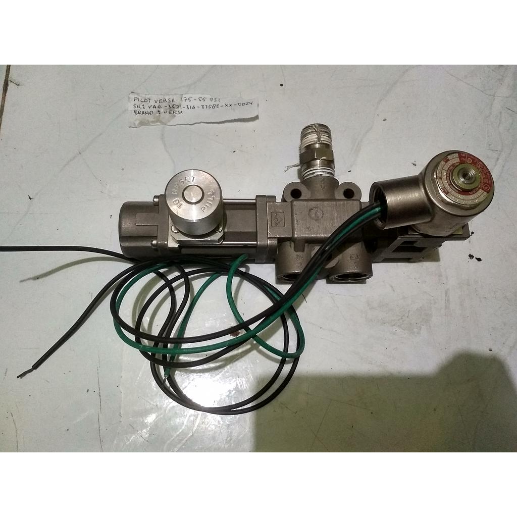 Pneumatic Pilot 3-Way Valve, 1-4&quot; NPTF, Range 175-55 Psi, Brand Versa