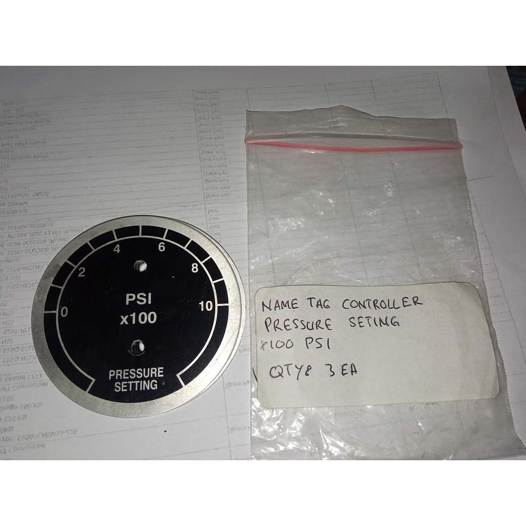 Nametag Controller, Pressure Settingx100 PSI 