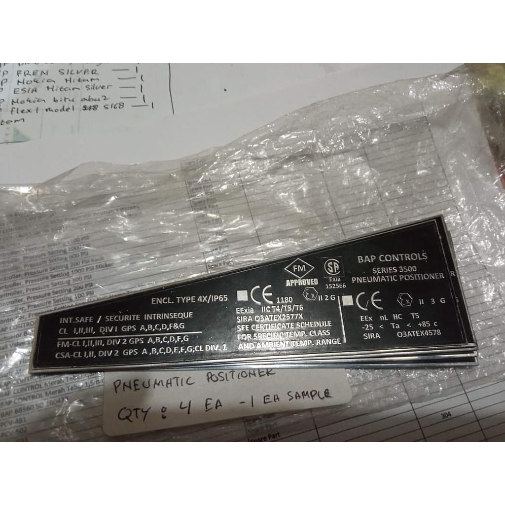 Nametag BAP Controls Controls Series 3500 Pneumatic Positioner (Hitam)