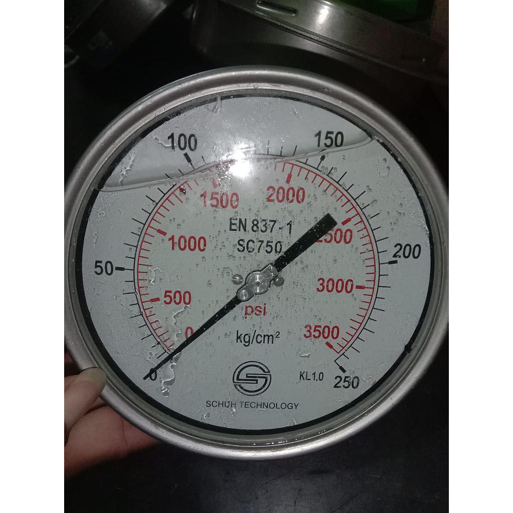Schuh Technology 0-3500 PSI, Dial 4&quot; Back Connection, SST Case, 1/2 NPT Connection 