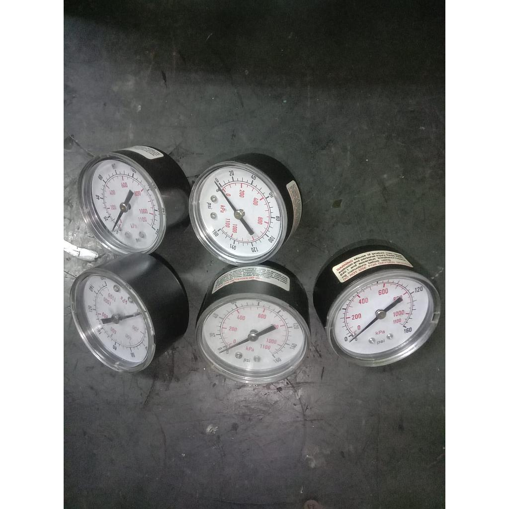 Pressure Gauge 160 PSI, Dial 2&quot;, Back Connection, Plastik Case, 1/4 NPT 