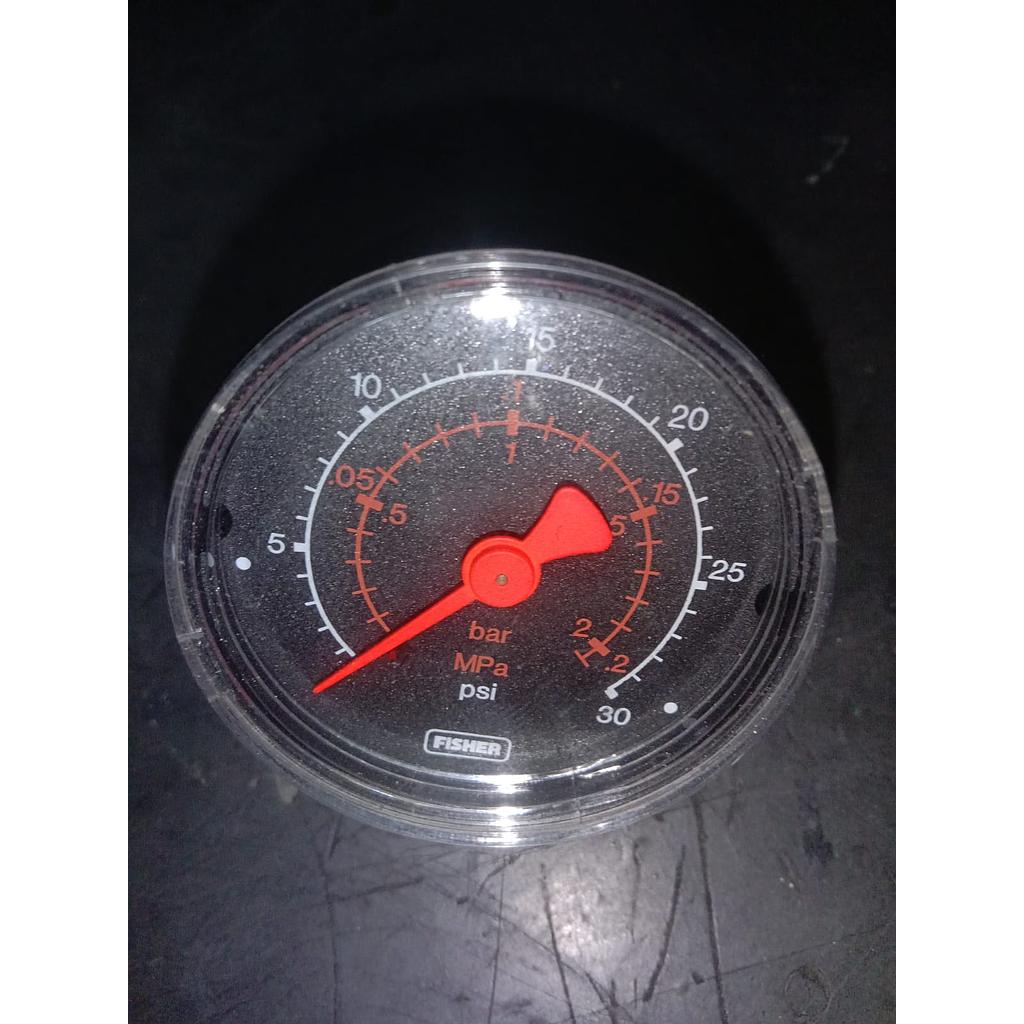 Pressure Gauge 30 PSI, Dial 2&quot;, Back Connection, Plastik Case, Brand Fisher, 1/8 NPT 