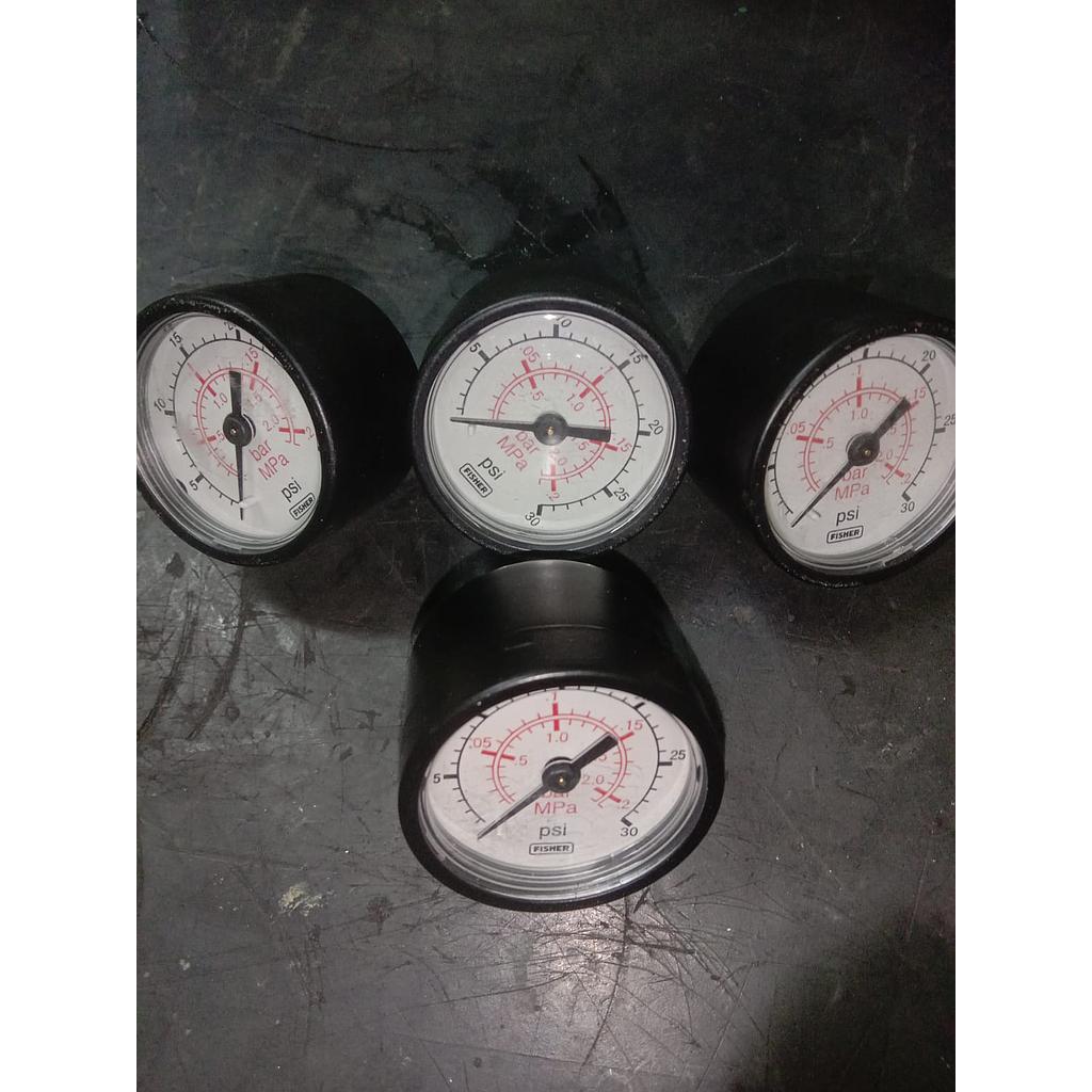 Pressure Gauge 30 PSI, Dial 1 1/2&quot;, Back Connection, Plastik Case, Brand Fisher, 1/8 NPT 