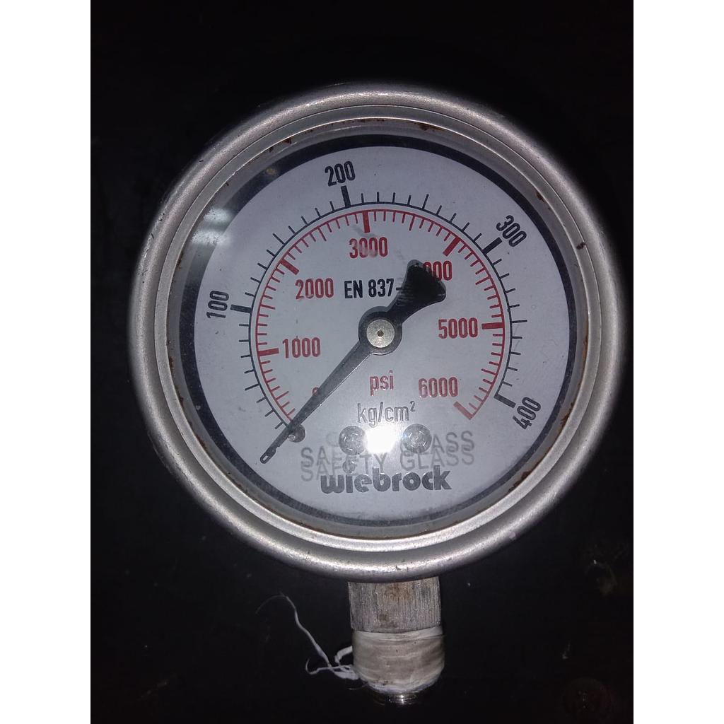 Pressure Gauge 6000 PSI, Dial 2 1/2&quot;, Bottom Connection, Brand Wiebrock, SST Case, 1/4 NPT  