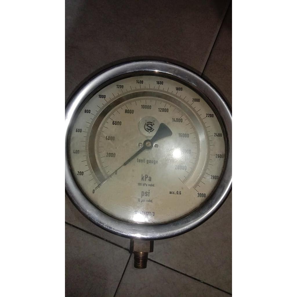 Pressure Gauge, Brand CVS, 3000 PSI, Dial 4&quot;, Bottom Connection, 1/2 NPT, SST Case (Rusak)