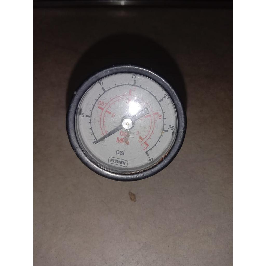 Pressure Gauge 30 PSI, Dial 1/2&quot;, Back Connection, Plastik Case, Brand Fisher, 1/8 NPT