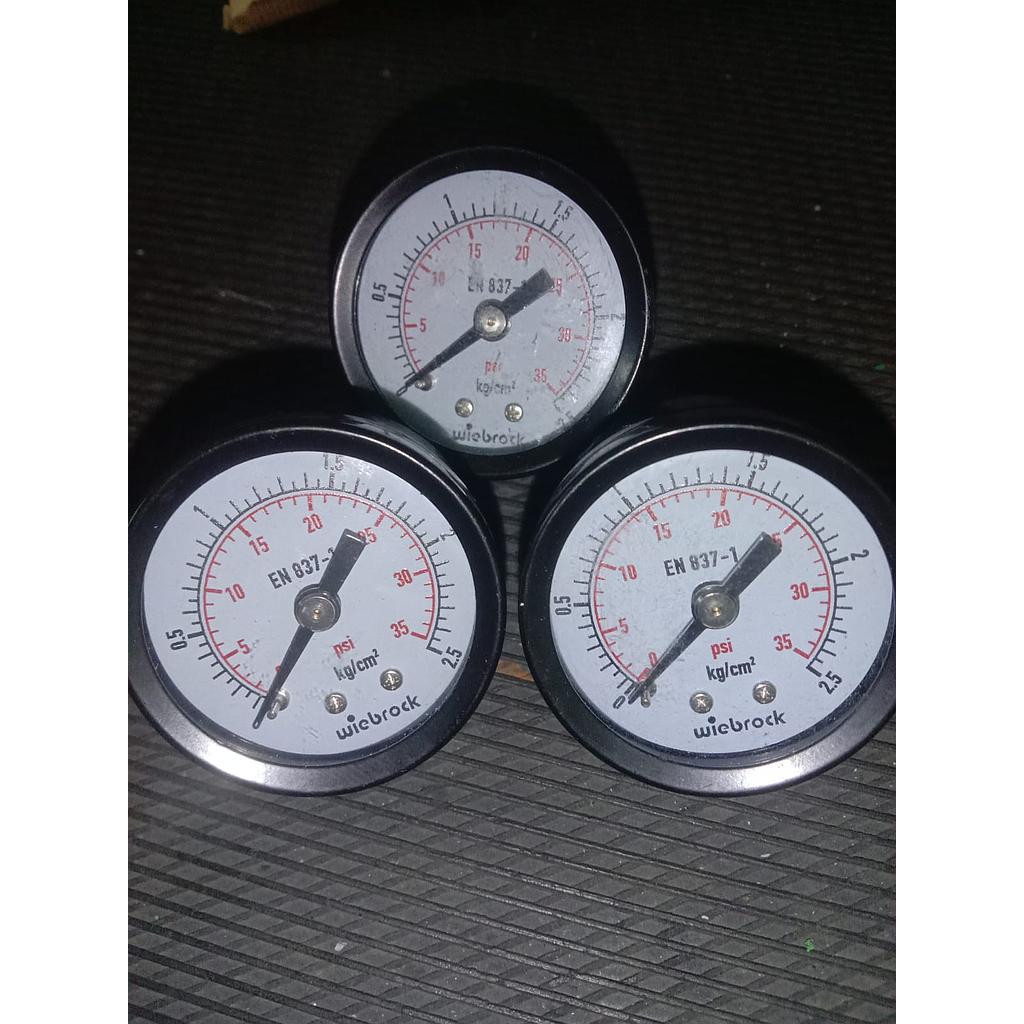 Pressure Gauge 35PSI, Dial 1 1/2&quot;, Back Connection, Plastik Case, Brand Wiebrock, 1/8NPT 