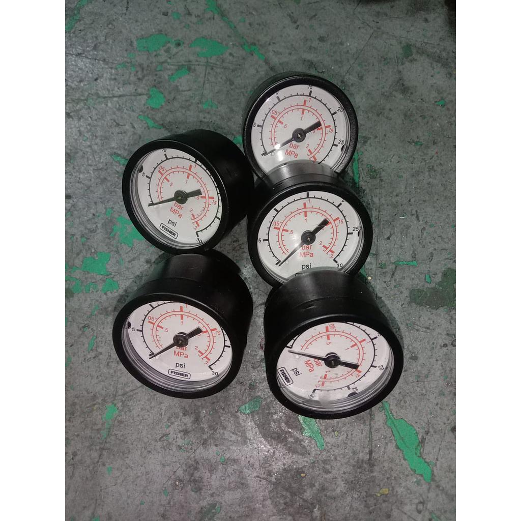 Pressure Gauge 30 PSI, Dial 1 1/2&quot;, 1/8 NPT, Plastik Case, Back Connection, Brand Fisher 