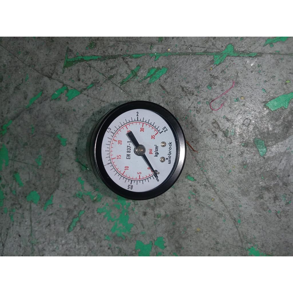 Pressure Gauge 35 PSI, Dial 1 1/2&quot;, 1/8 NPT, Plastik Case, Back Connection, Brand Wiebrock  