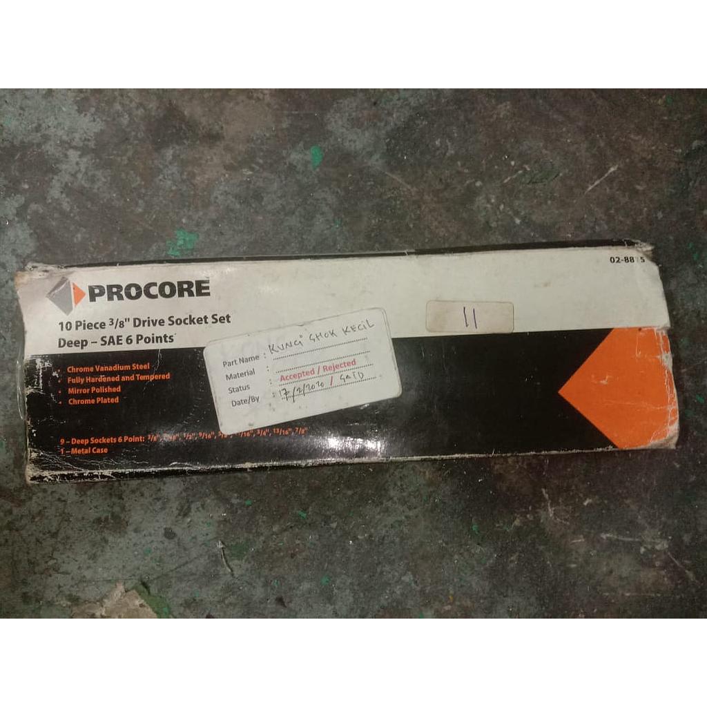 Kunci Shock Kecil, Brand Procore, 10 Piece 3/8&quot; Drive Socket Set 