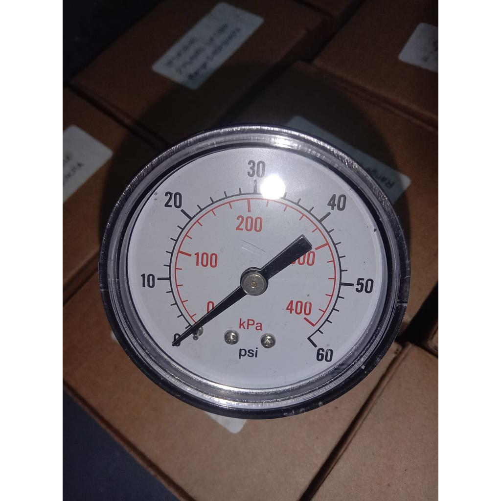 Pressure Gauge 60 PSI, Dial 2&quot;, 1/4 NPT, Back Connection, Plastik Case