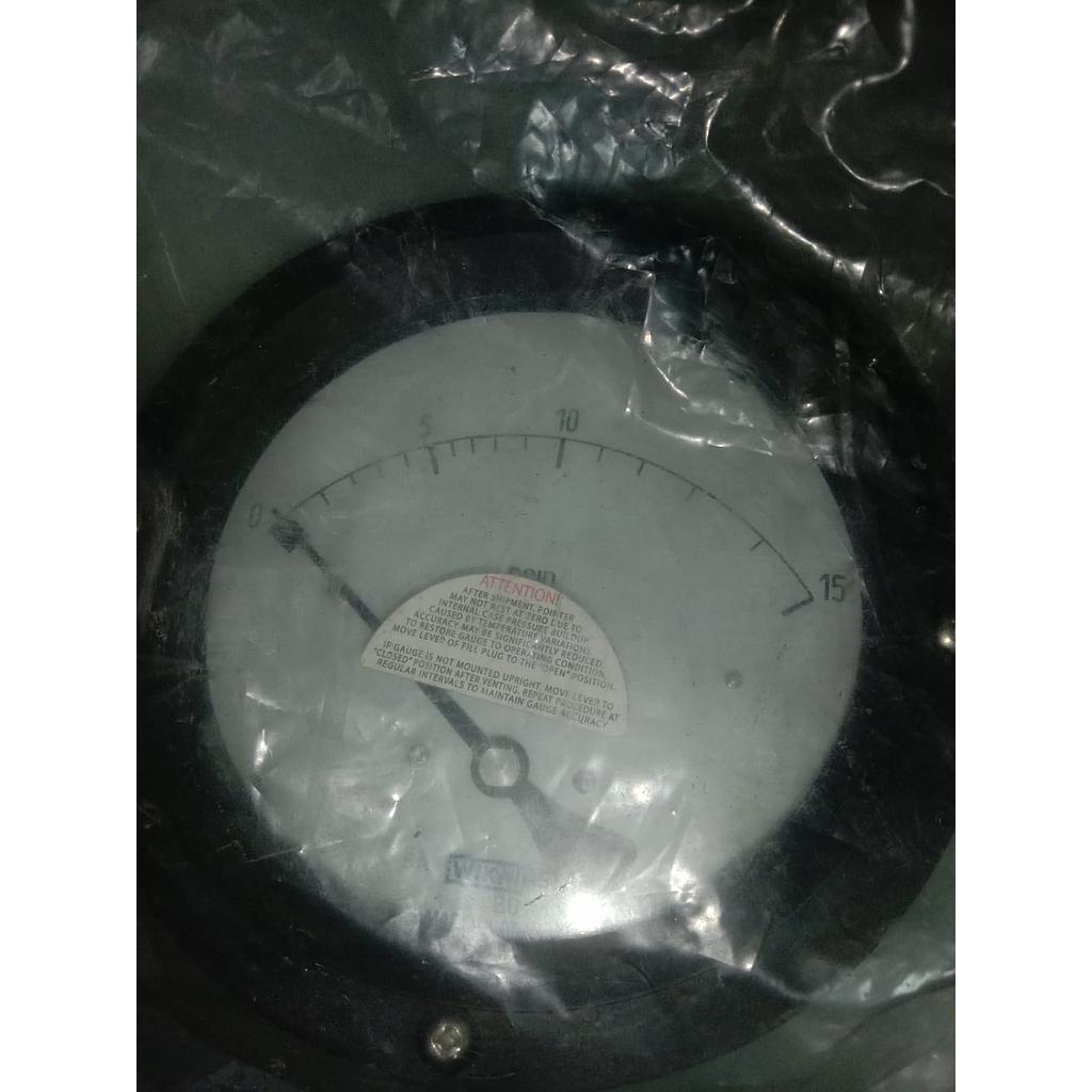 Pressure Gauge 15 PSID, Dial 4&quot;, 1/4 NPT Female, Back Connection, Plastik Case