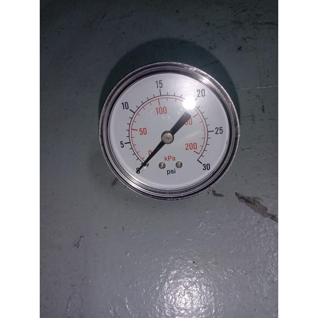 Pressure Gauge 30 PSI, Dial 2&quot;, 1/4 NPT, Back Connection, Plastik Case
