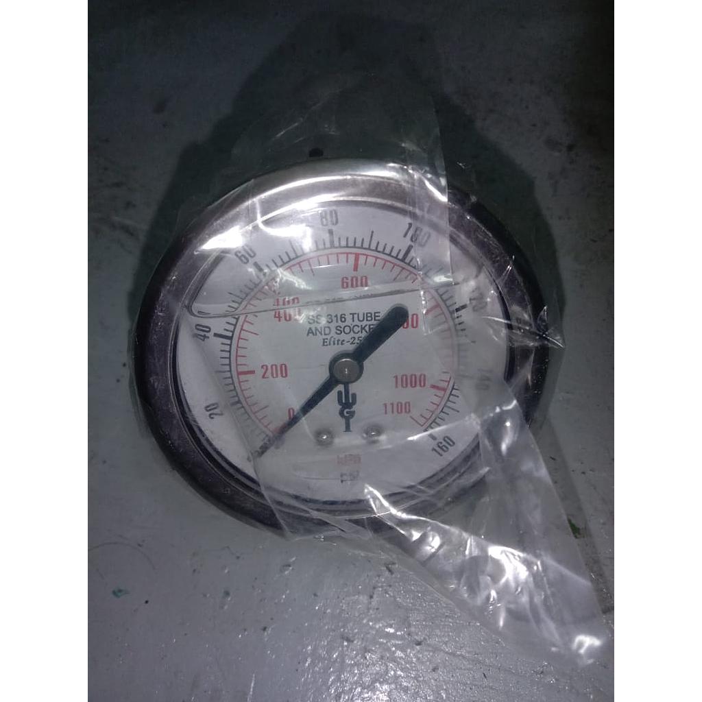 Pressure Gauge 160 PSI, Dial 2 1/2&quot;, 1/4 NPT, Back Connection, SST Case, Brand WGI 