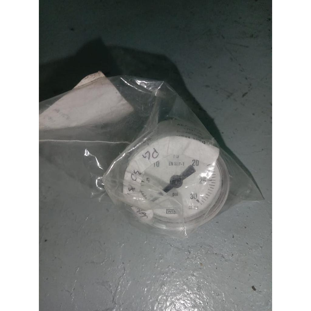 Pressure Gauge 30 PSI, Dial 1 1/2&quot;, 1/8  NPT, Back Connection, SST Case, Brand WIka 