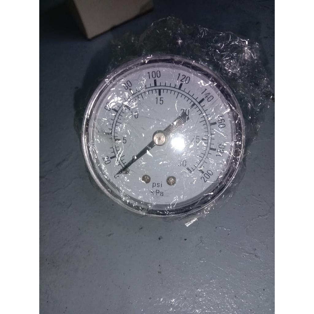 Pressure Gauge 30 PSI, 200 KPa, Dial 2&quot;, 1/4 NPT, Plastik Case, Back Connection
