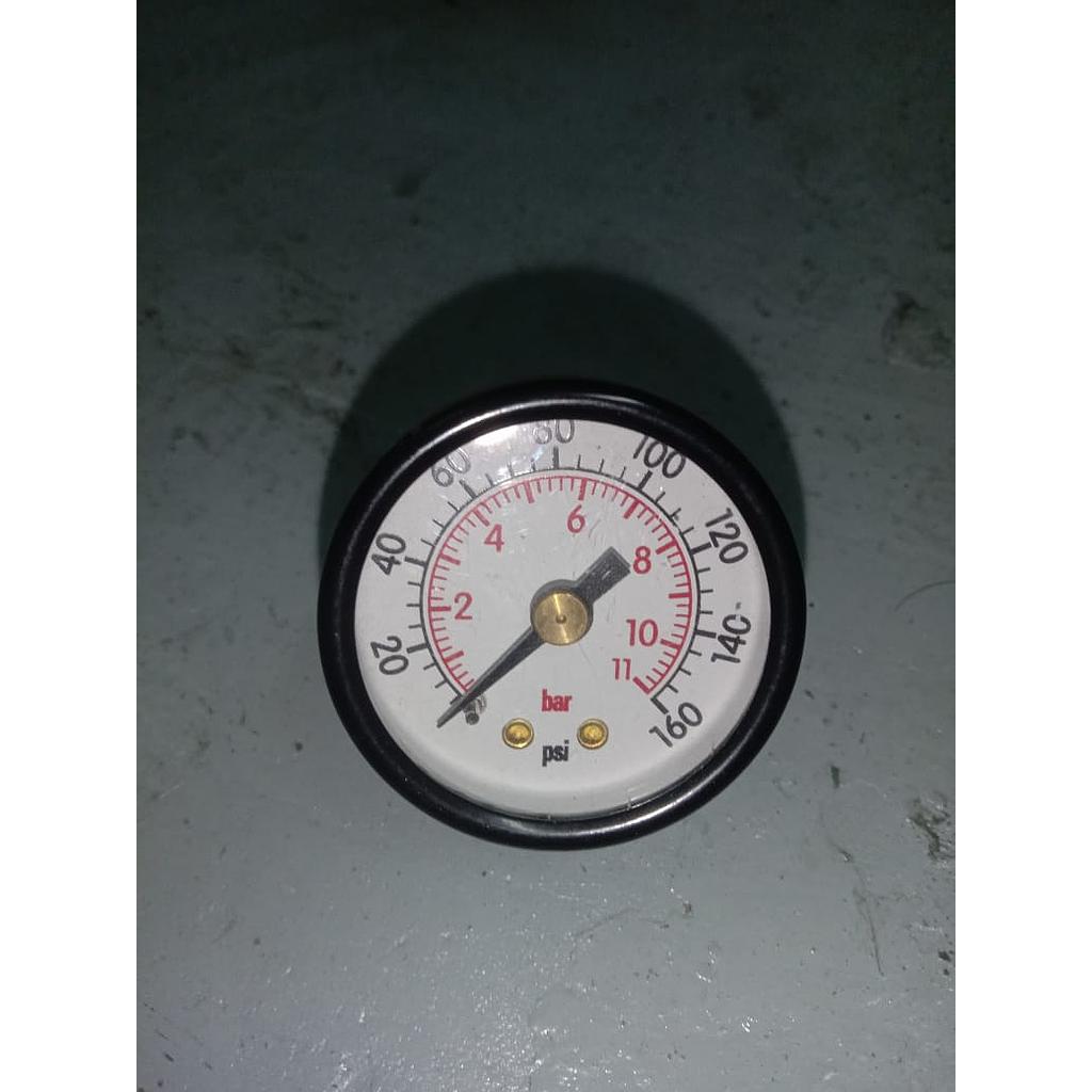 Pressure Gauge 160 PSI, Dial 1 1/2&quot;, 1/8 NPT, Plastik Case, Back Connection
